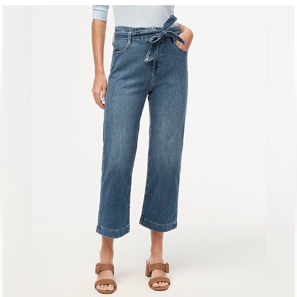 J. CREW Paperbag Tie Waist Wide Leg Crop Jeans